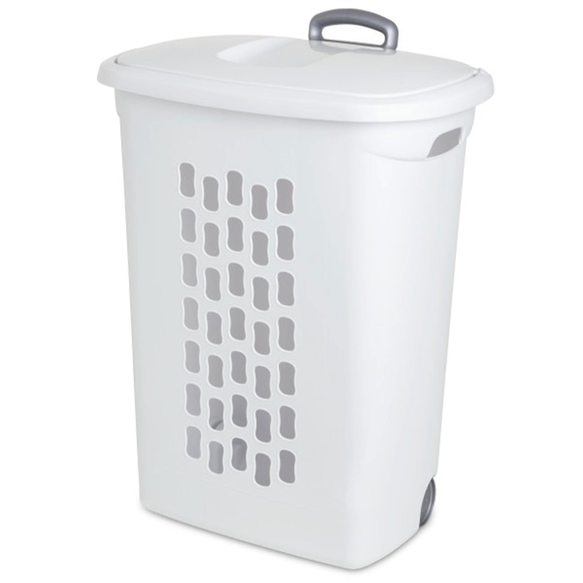 Sterilite Ultra Wheeled Hamper, Laundry Basket w/ Flip-Top Lid, 3-Pack, White