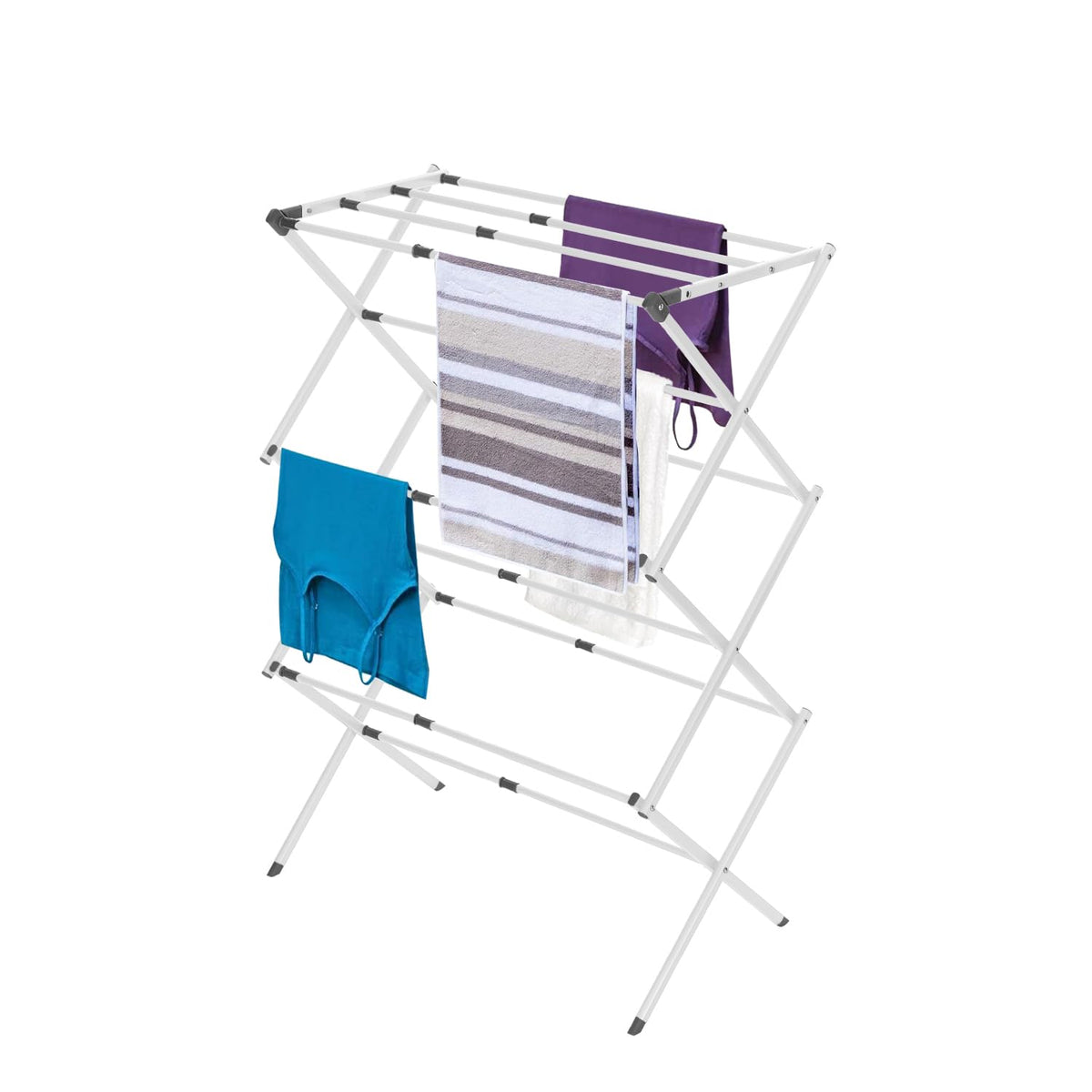 BLACK+DECKER 3 Tier Expandable Collapsing Foldable Laundry Rack for Air Drying Clothing, Space Saving Heavy Duty Lightweight Metal Drying Rack(Silver)