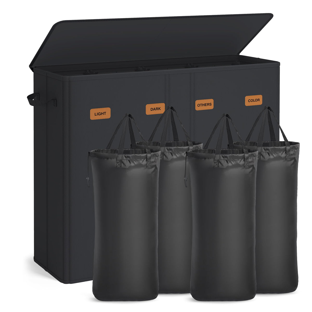 SONGMICS 160L Laundry Hamper, 4-Compartment Laundry Sorter with Lid