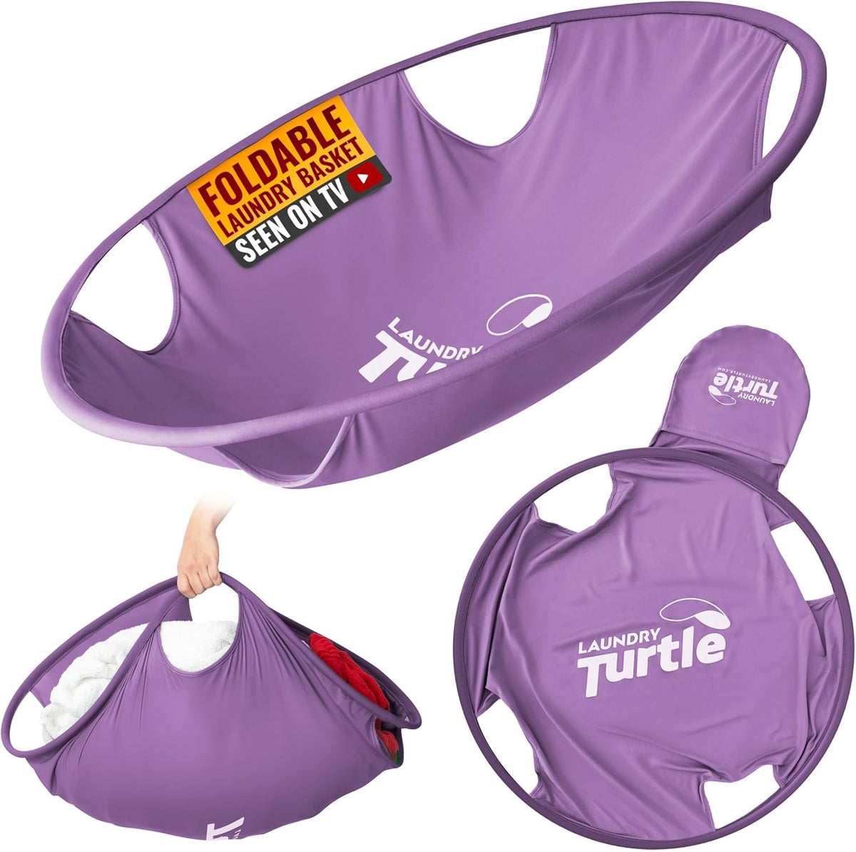 Laundry Turtle Collapsible Laundry Basket for Washer & Dryer (Lavender, Large)
