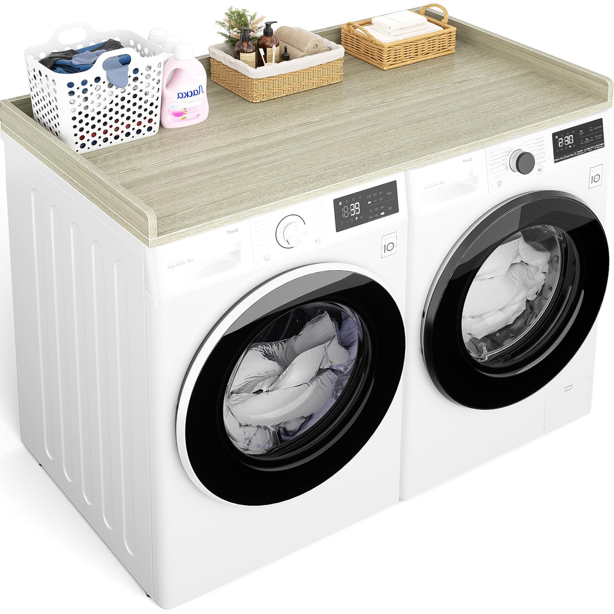 Aheaplus Washer and Dryer Countertop, Laundry Room Organization, Black
