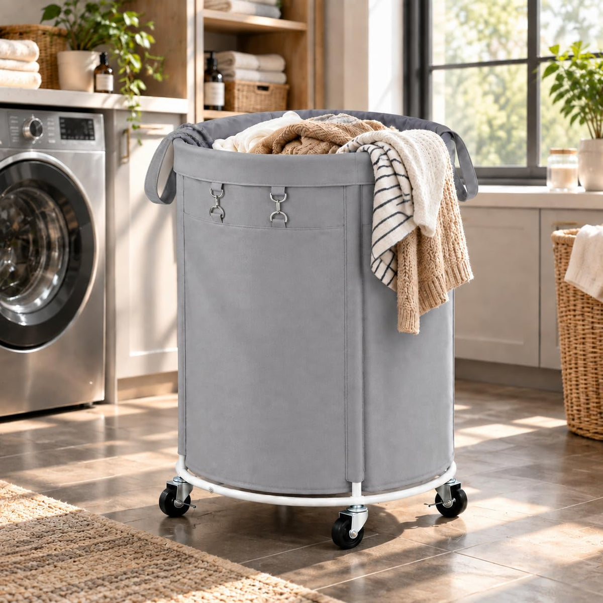150L Large Capacity Rolling Laundry Basket Hamper with Wheels, Clothes hamper and Removable Bag for Home, Laundry Room, Bedroom, Bathroom, Apartment, Dorm