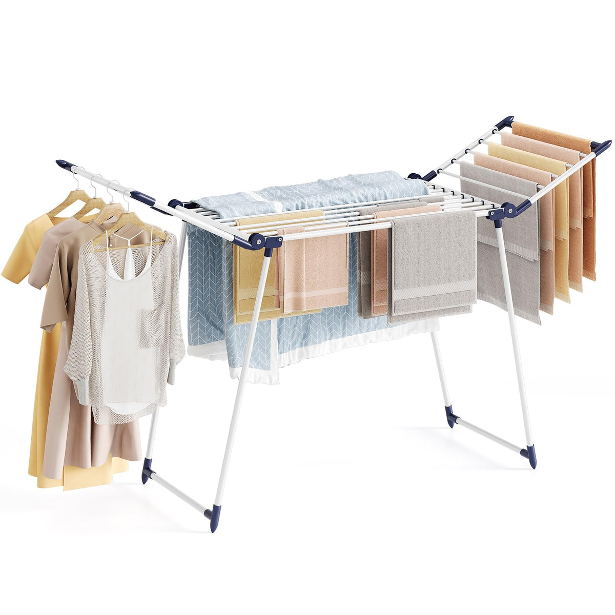 APEXCHASER Clothes Drying Rack, Large Capacity Drying Rack, 69" L, White