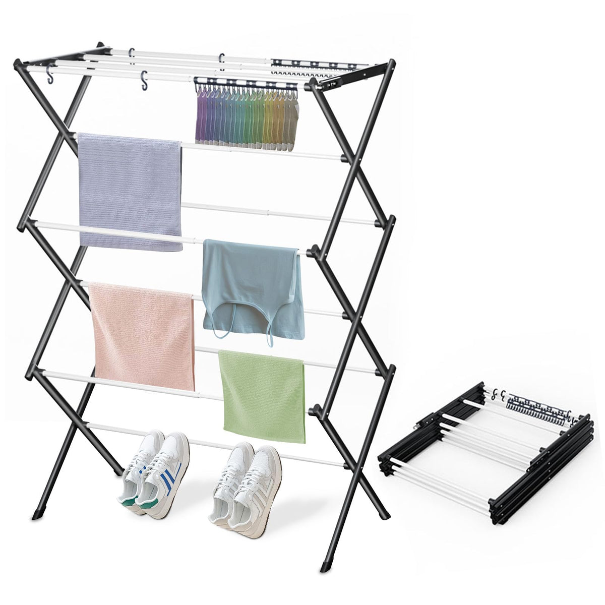 Clothes Drying Rack Foldable Drying Rack Clothing Black-1pack