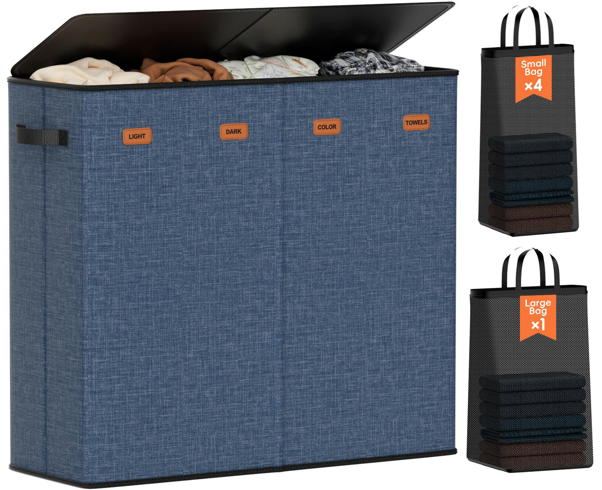 Laundry hamper 3 Section, XL Clothes Hamper with Lid & Inner Bag
