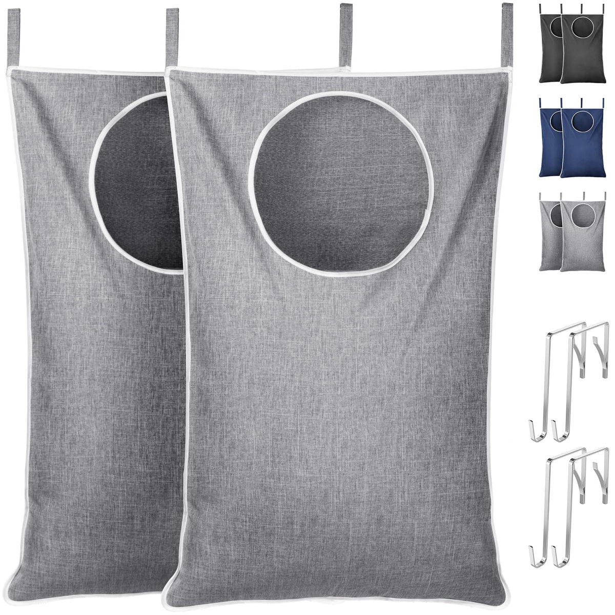 Lifewit 1 Pack Over Door Laundry Hamper, Collapsible Hanging, Light Gray