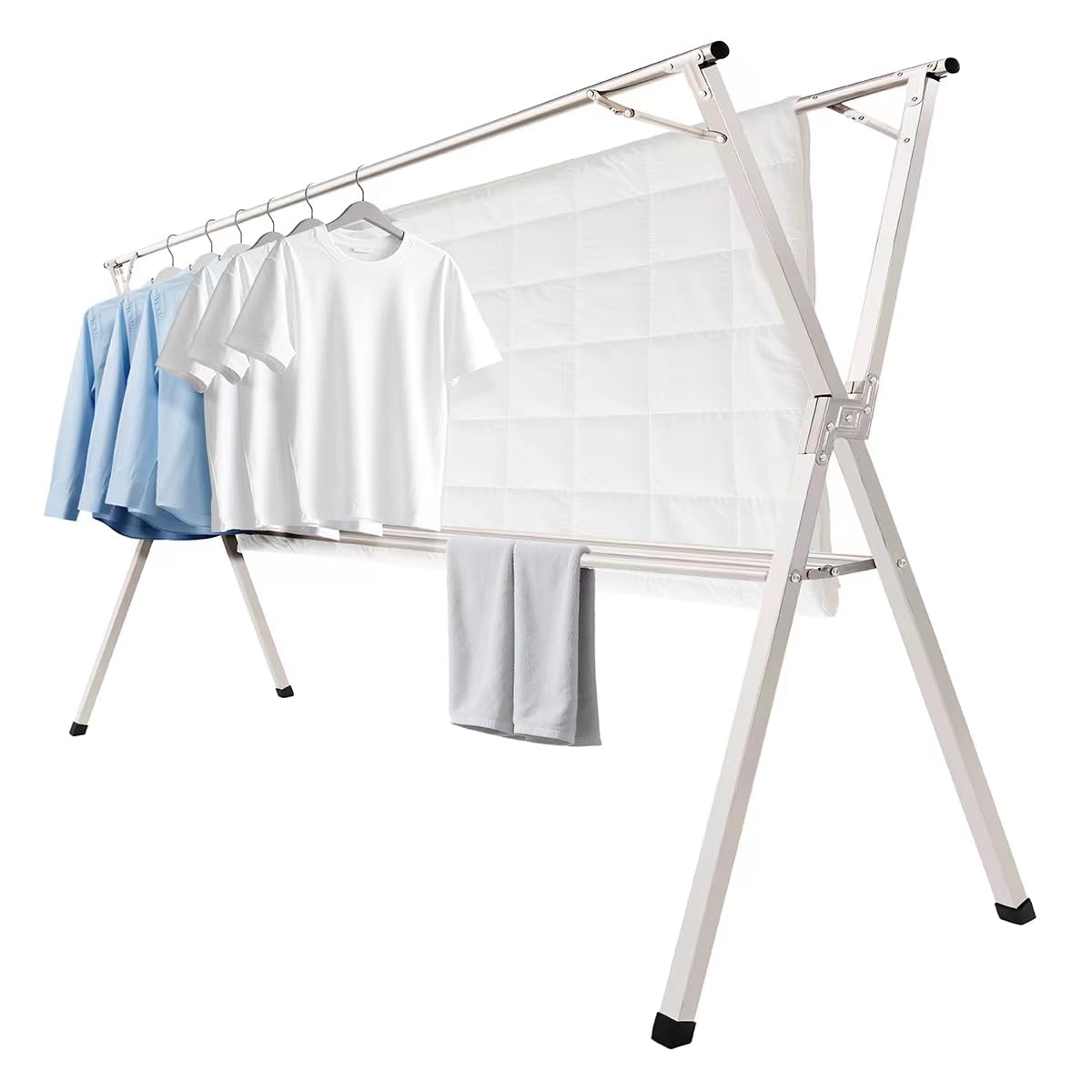 95 inches Foldable Clothes Drying Rack, Stainless Steel Indoor Outdoor Use