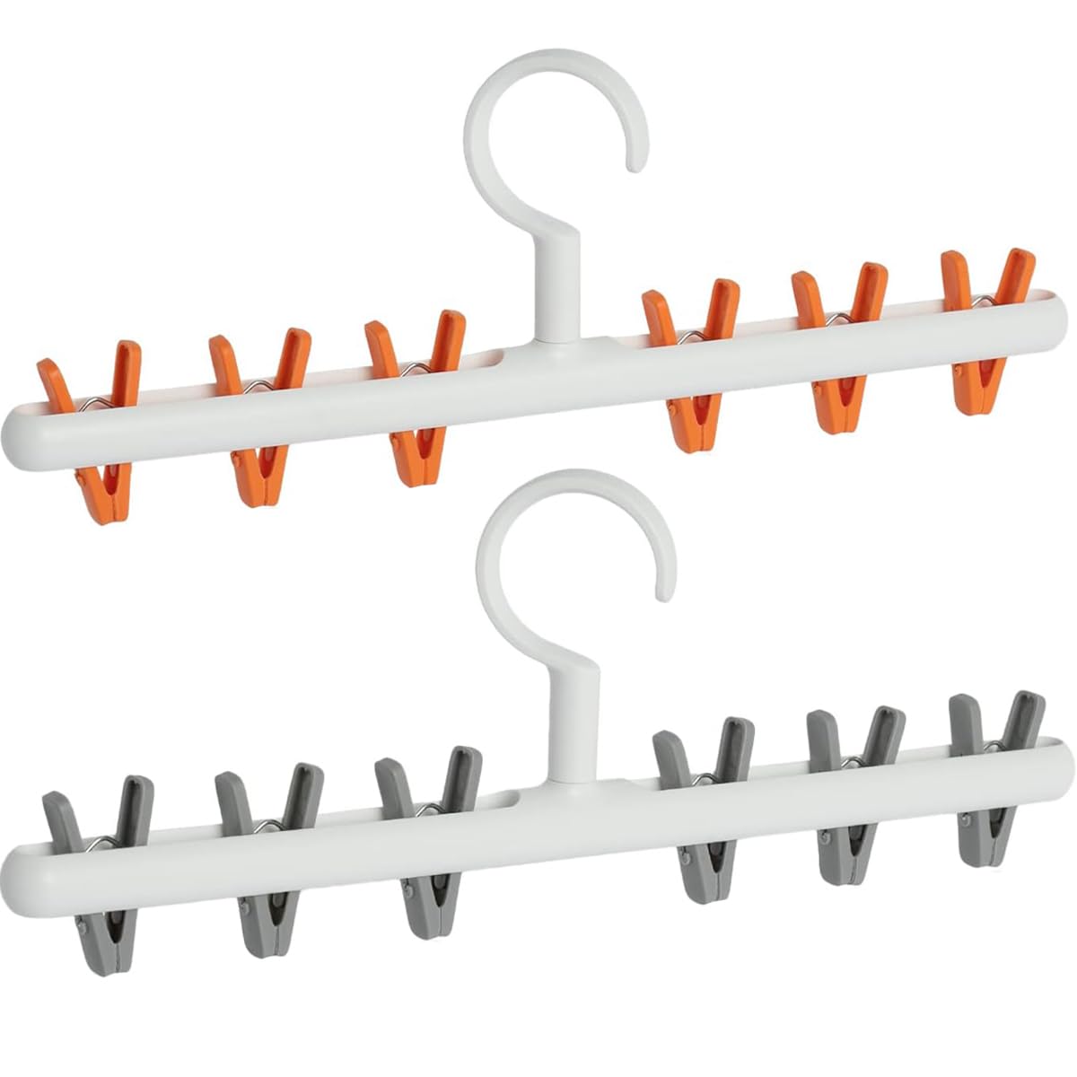 Foshine Clothes Hanger 2 Pack with 8 Clips,Clothes Drying Racks for Drying