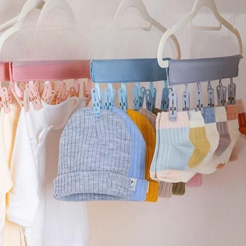 Portable Hanger Clips Travel Clothesline Folding Towel Drying Rack