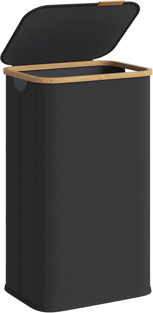 SONGMICS Laundry Hamper with Lid, 100L Laundry Basket, Bamboo Frame