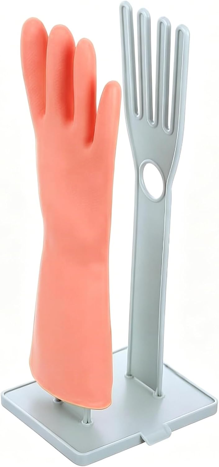 Kitchen Gloves Holder, Reusable Plastic Glove Drying Rack, Rubber Mitten Dryer Dish Glove Holder Stand for Sink, Towel Hanger for Rags Sponge Food Bag Organizer