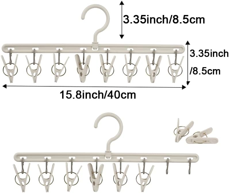 Foshine Clothes Hanger 2 Pack with 8 Clips,Clothes Drying Racks for Drying