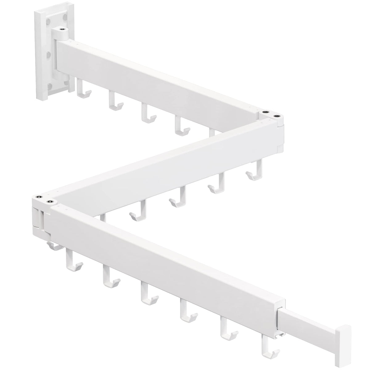 HEILAIYI Clothes Drying Rack for Laundry,Wall Mounted Clothes Hanger Rack,Folding,Retractable,Collapsible(J Shape Hooks)