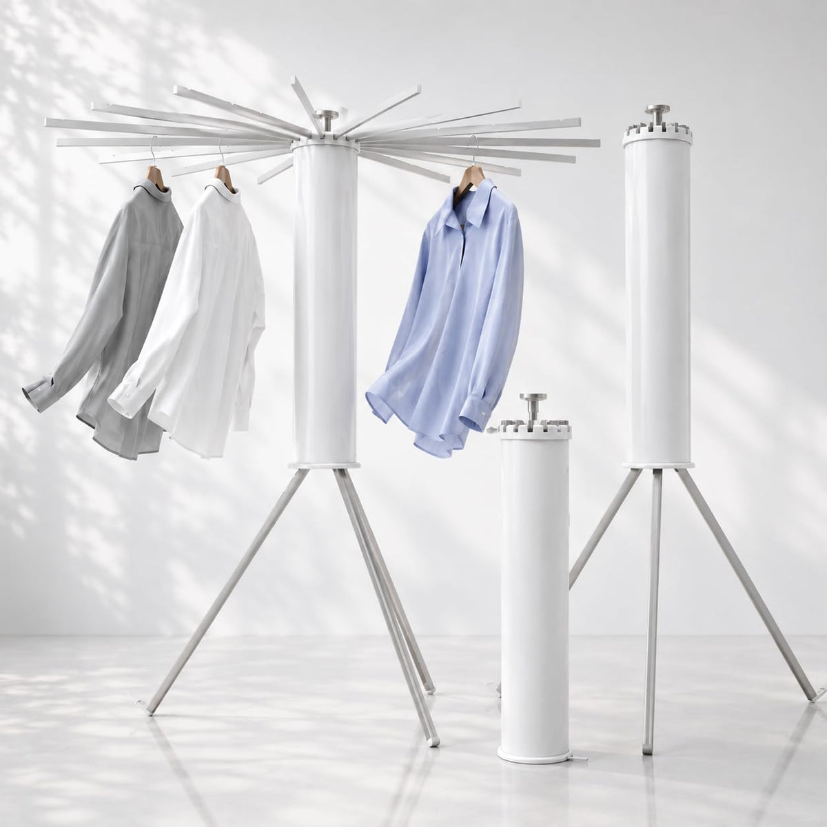 Heavy-Duty Wooden Tripod Clothes Drying Rack, 16 Rods, Large Capacity, 360° Airflow Umbrella Dryer, Foldable Space-Saving Floor Stand for Indoor Outdoor Use
