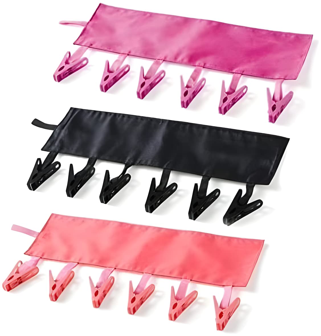 TamBee Portable Hanger Clips Travel Clothesline Travel Hangers Towel Drying Rack Clothing Hanger Folding Portable Sock Dock Swimsuit Drying Rack Hanger with 6 Clips Pack of 3 (Black)