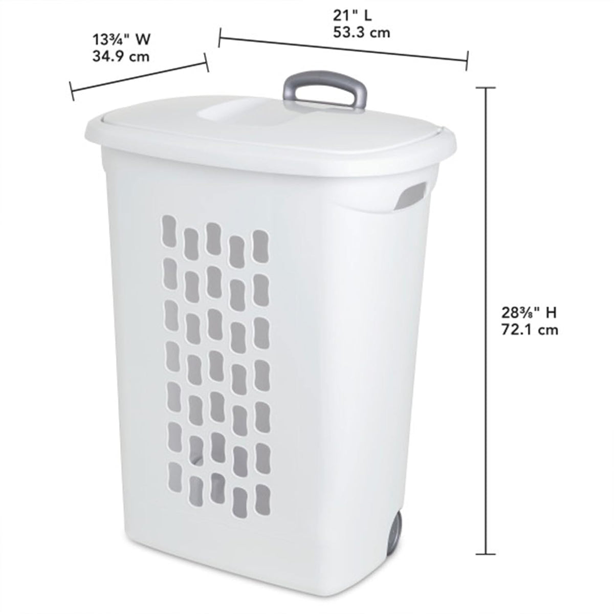 Sterilite Ultra Wheeled Hamper, Laundry Basket w/ Flip-Top Lid, 3-Pack, White