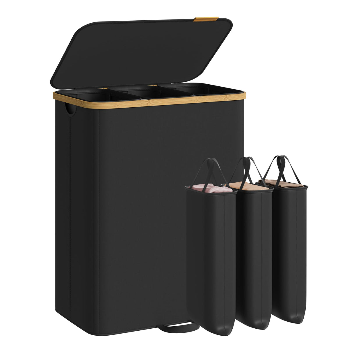 SONGMICS Laundry Hamper with 2 Lids, 150L Laundry Basket，2 Compartments