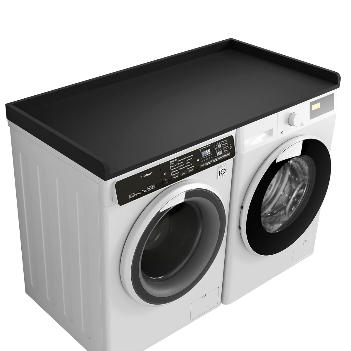 Kaboon Washer Dryer Countertop 58" x 28" Extra Large Version, Melamine Countertop with 3.5" Edge Rails, Laundry Room Organization, Dark Walnut
