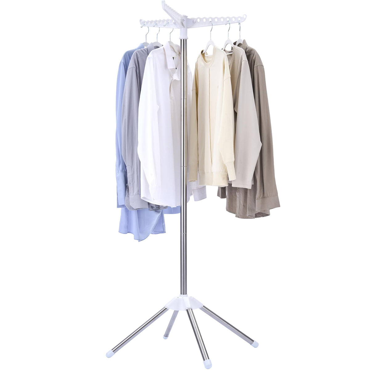 CASAMAYA Clothes Drying Rack Foldable, 74.8 inch 2 Tier Laundry Drying Rack with Rotating Clothes Rail for 54 Pieces of Clothes, Space Saving, Indoor, Stainless Steel, White and Silver CDR002W01