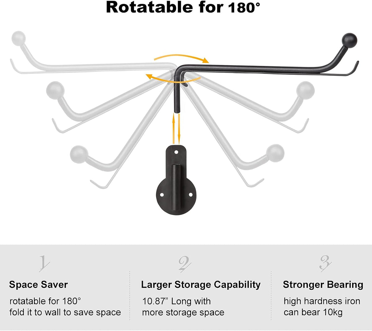 Mkono Wall Mounted Drying Rack Laundry Hook with Swing Arm Valet Rod 2 Pack