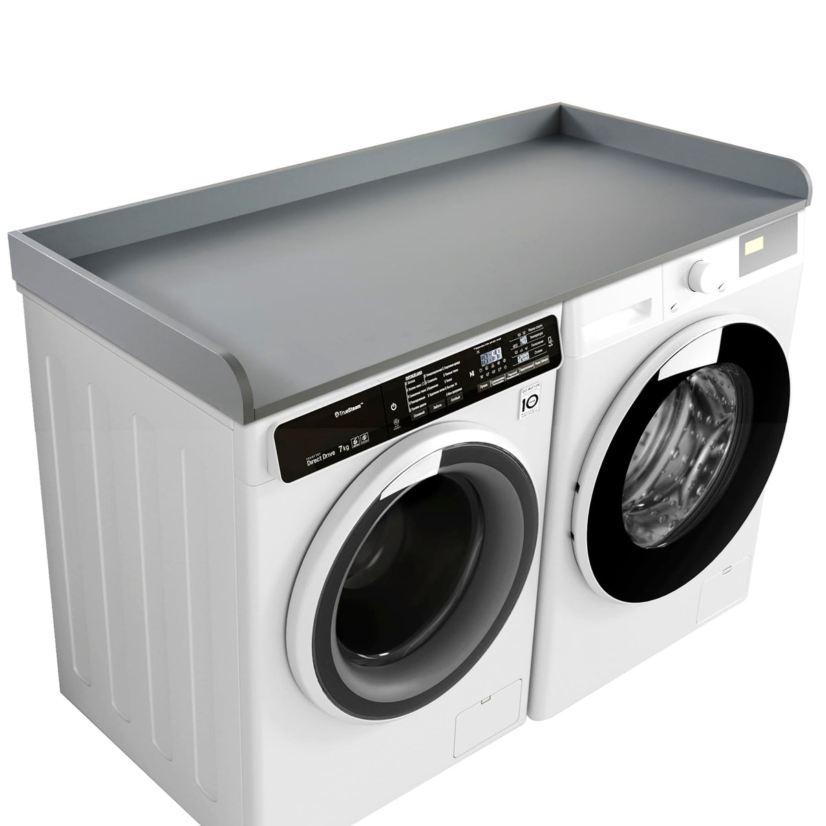 Kaboon Washer Dryer Countertop 58" x 28" Extra Large Version, Melamine Countertop with 3.5" Edge Rails, Laundry Room Organization, Dark Walnut