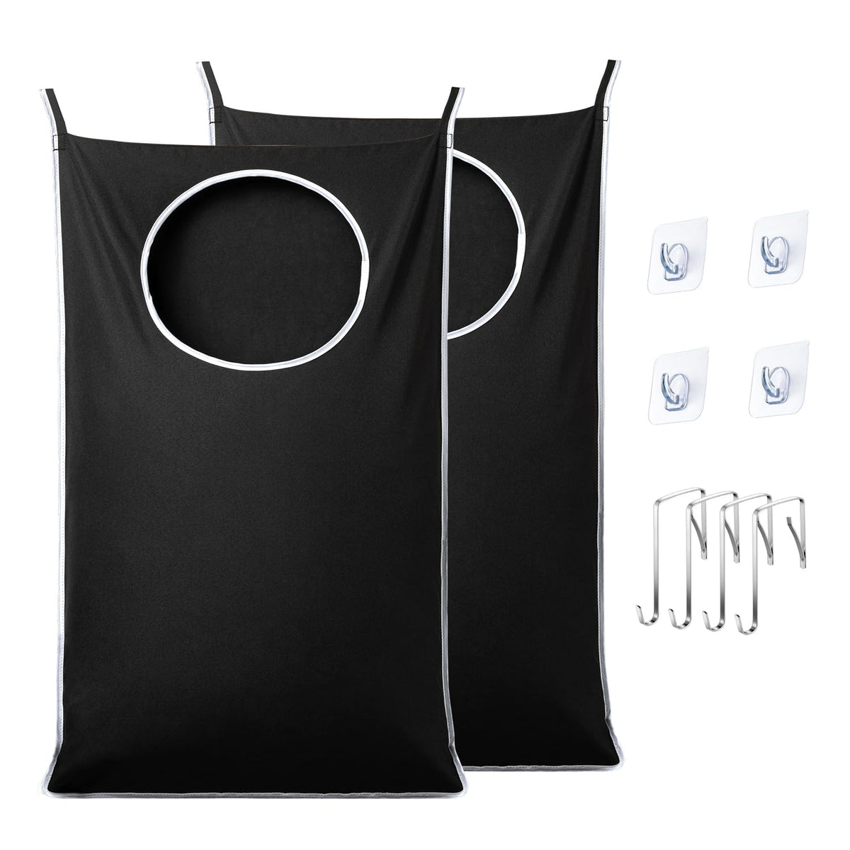 ANSTROUT XL Hanging Laundry Hamper, Extra Large Tear-resistance Door Hamper with 2 Types Hooks for Dirty Clothes, Save Bathroom Space Hanging Laundry Bag (36.5x 22 Inch,Grey)