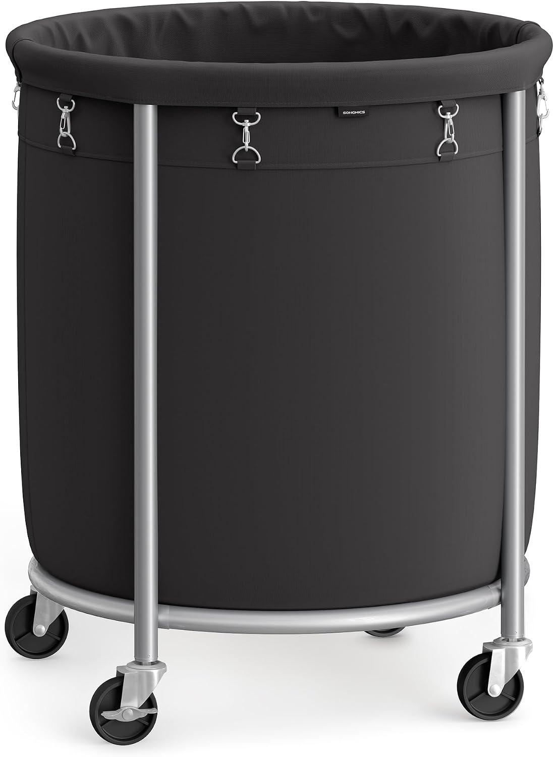 SONGMICS Laundry Basket with Wheels,190L, Steel Frame, Removable Bag