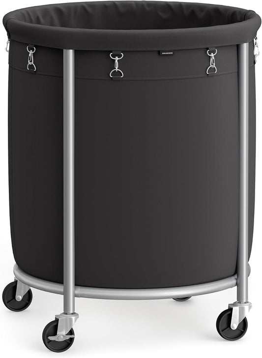 SONGMICS Laundry Basket with Wheels,190L, Steel Frame, Removable Bag