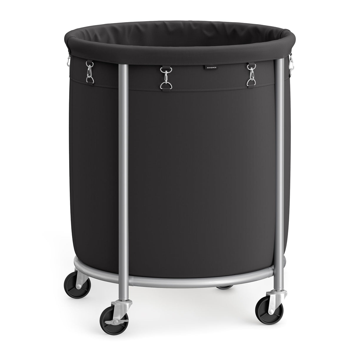 SONGMICS Laundry Basket with Wheels,190L, Steel Frame, Removable Bag