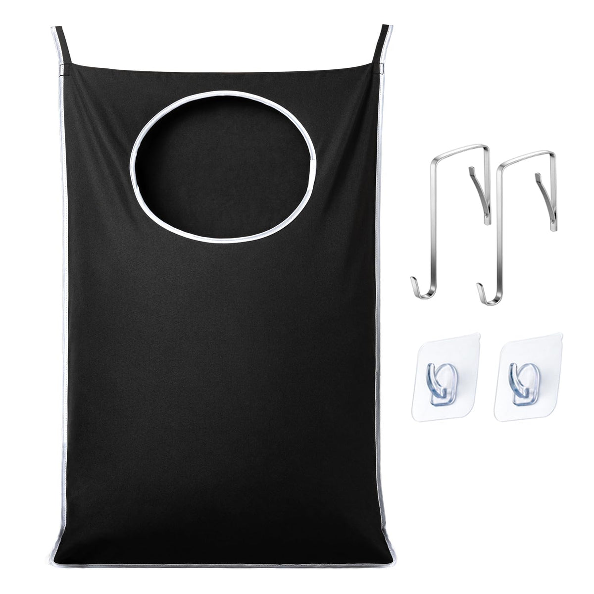 ANSTROUT XL Hanging Laundry Hamper, Extra Large Tear-resistance Door Hamper with 2 Types Hooks for Dirty Clothes, Save Bathroom Space Hanging Laundry Bag (36.5x 22 Inch,Grey)