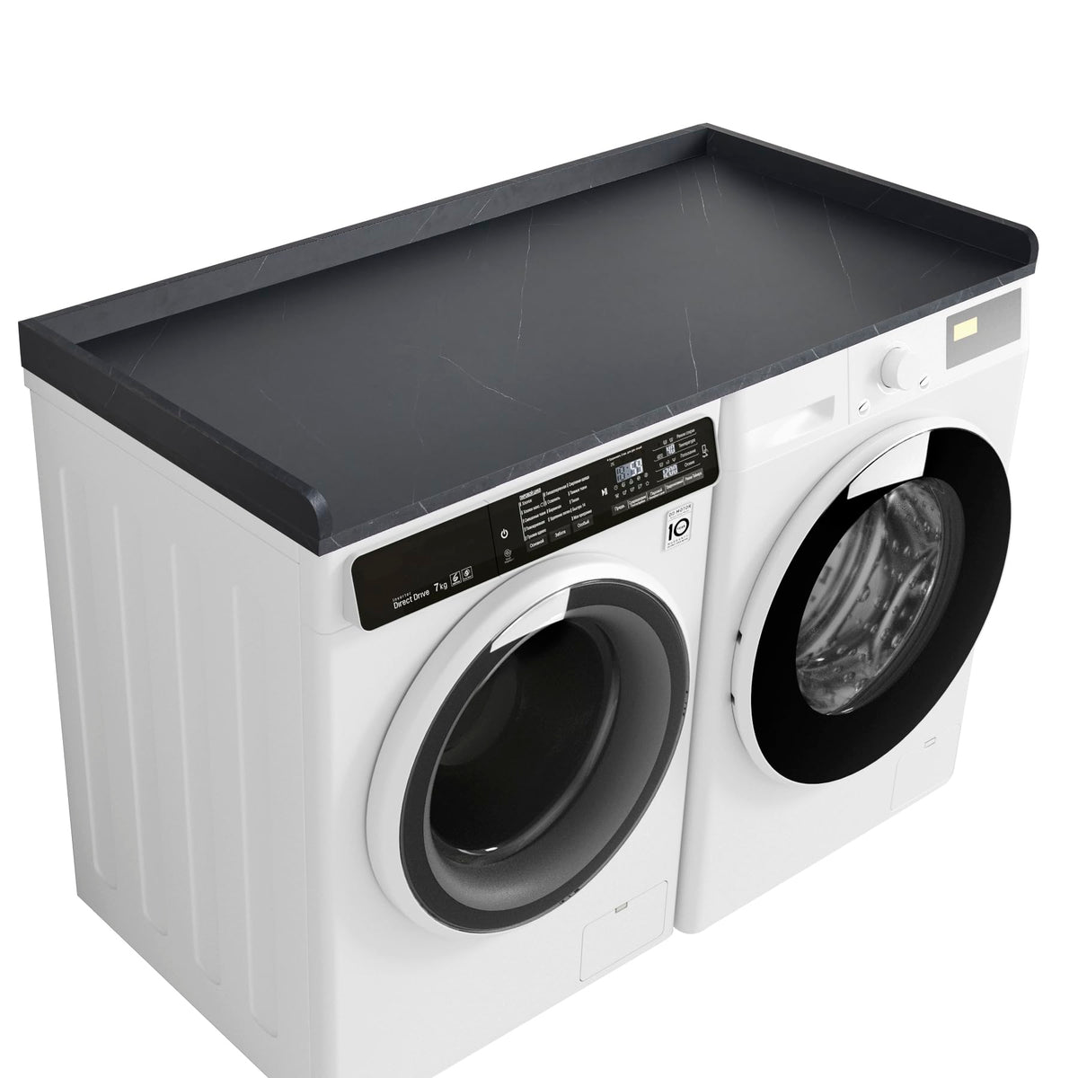 Kaboon Washer Dryer Countertop 58" x 28" Extra Large Version, Melamine Countertop with 3.5" Edge Rails, Laundry Room Organization, Dark Walnut