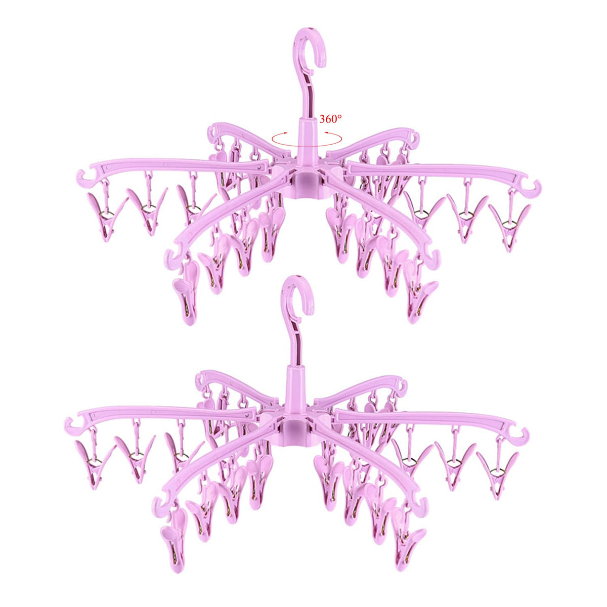 Foldable Drying Rack with 24 Clips for Drying Socks Lingerie Baby Clothes Drying Towels Rotatable Sock Drying Rack