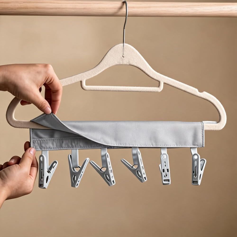Portable Hanger Clips Travel Clothesline Folding Towel Drying Rack