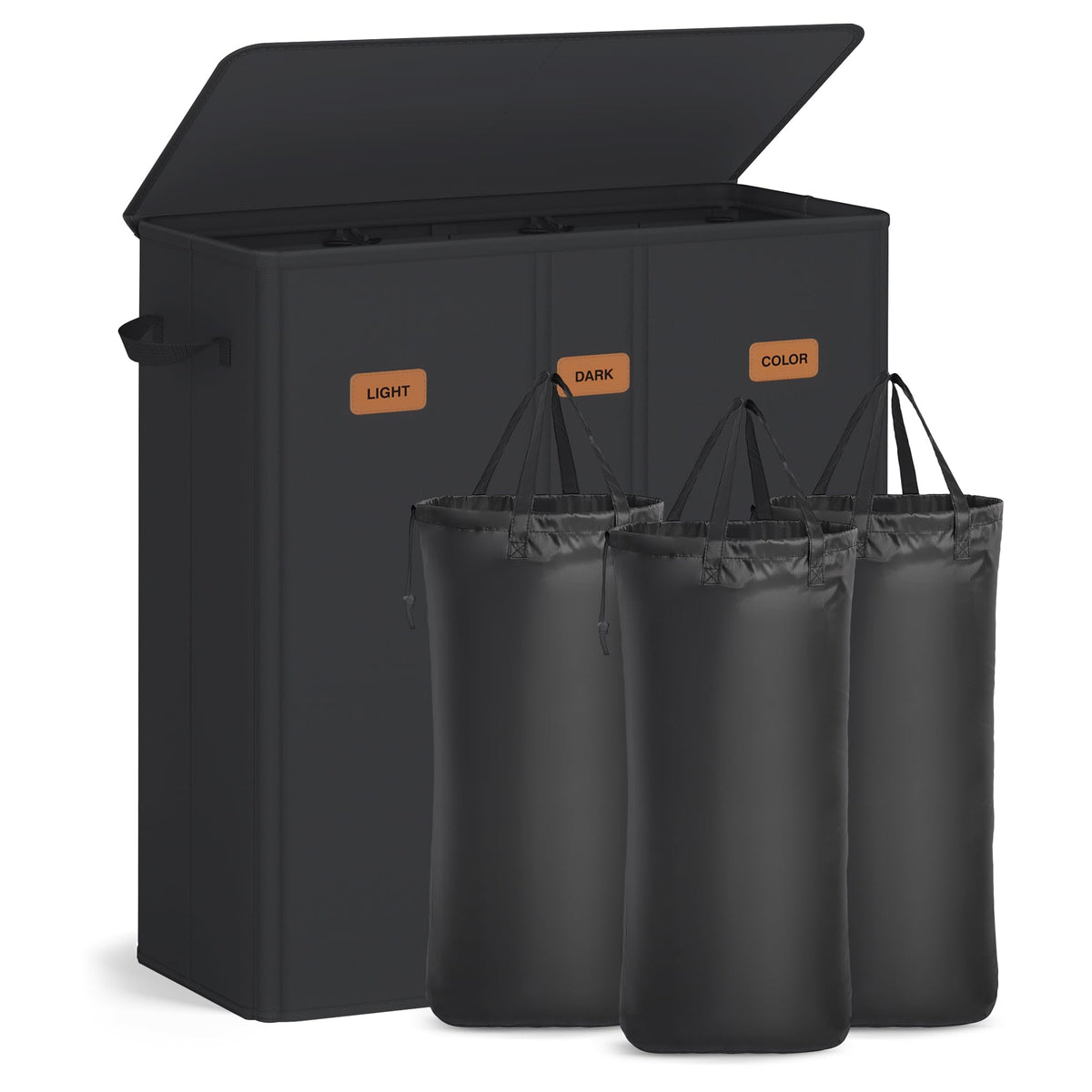 SONGMICS 160L Laundry Hamper, 4-Compartment Laundry Sorter with Lid