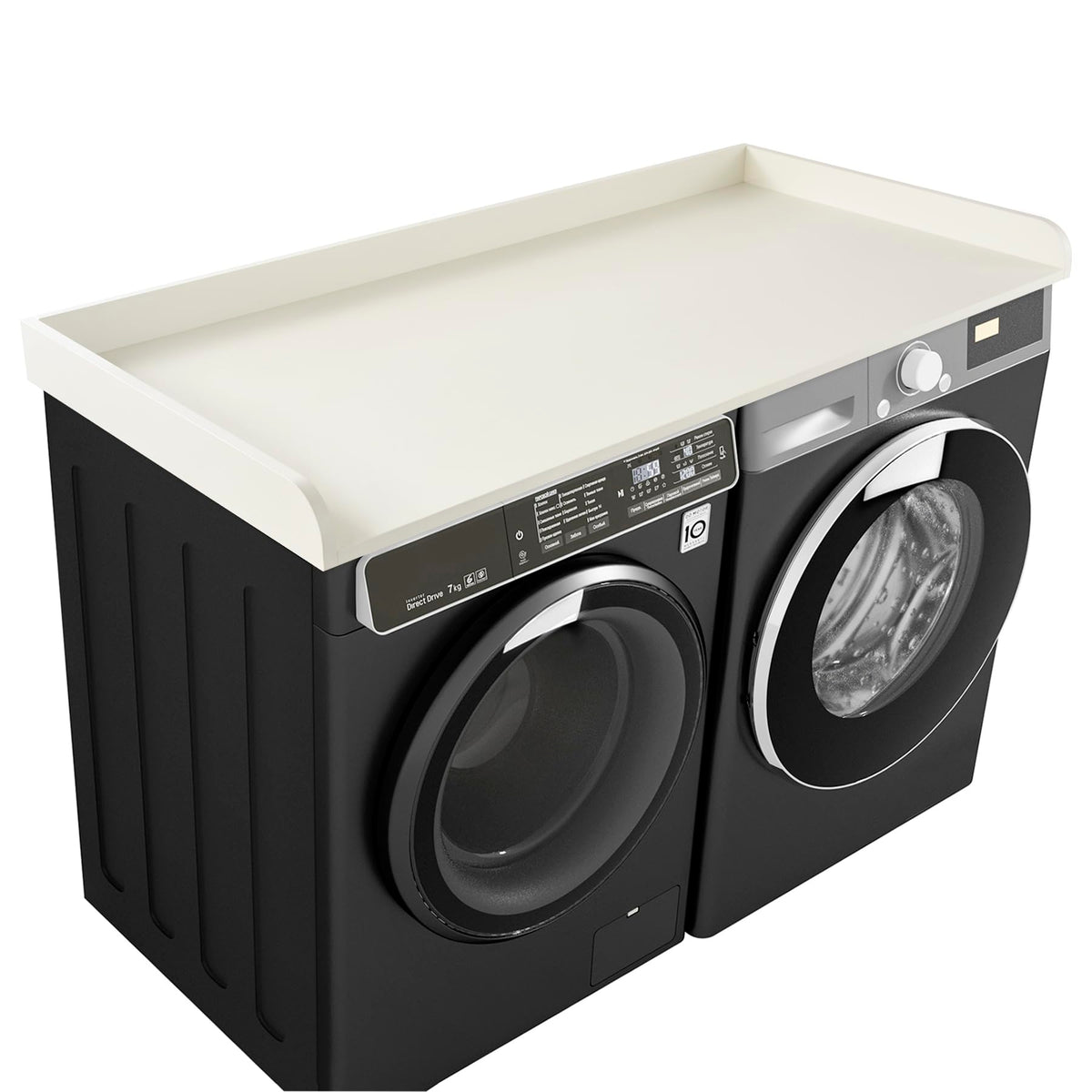 Kaboon Washer Dryer Countertop 58" x 28" Extra Large Version, Melamine Countertop with 3.5" Edge Rails, Laundry Room Organization, Dark Walnut
