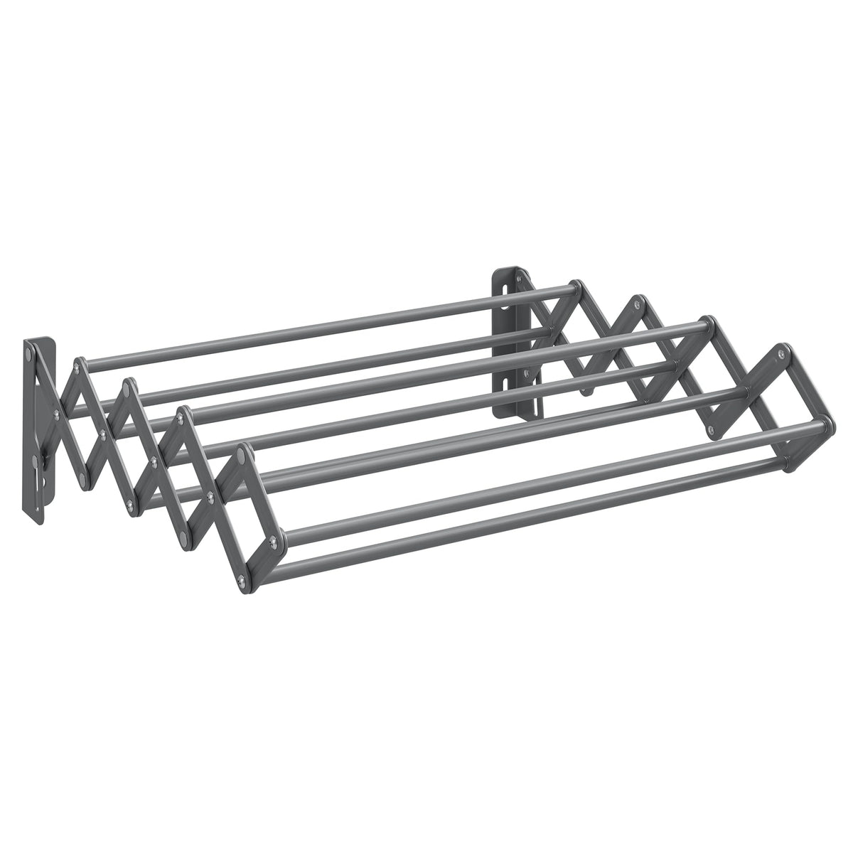 SONGMICS Clothes Drying Rack, Wall-Mounted, 9 Staggered Hanging Rods