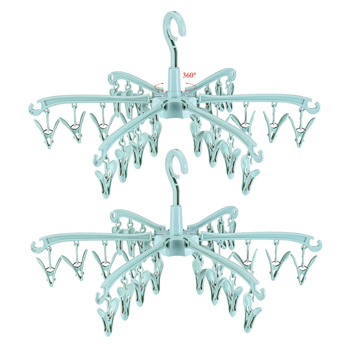 Foldable Drying Rack with 24 Clips for Drying Socks Lingerie Baby Clothes Drying Towels Rotatable Sock Drying Rack