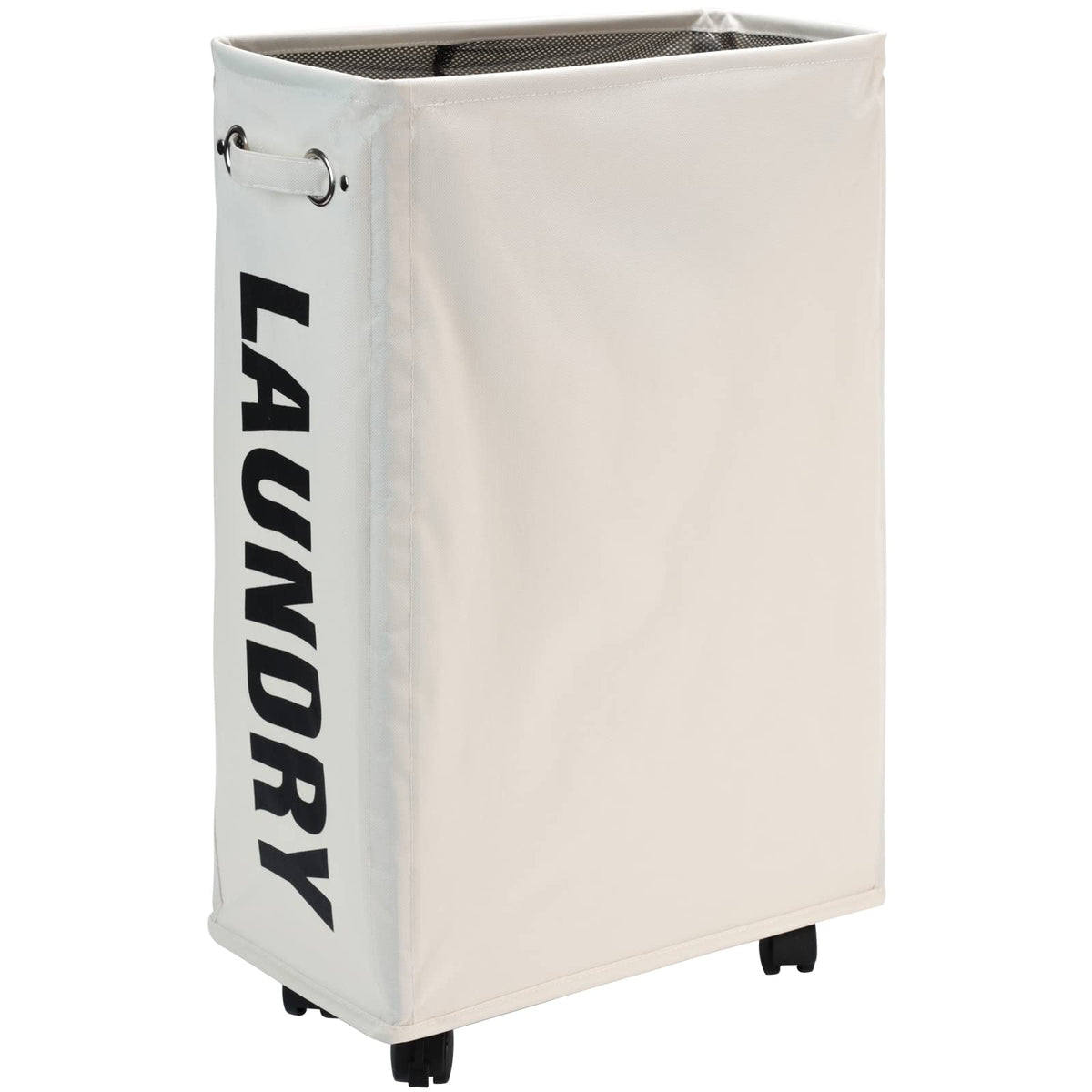 DOKEHOM 52L Slim Rolling Laundry Basket Hamper, Narrow on Wheels, Grey