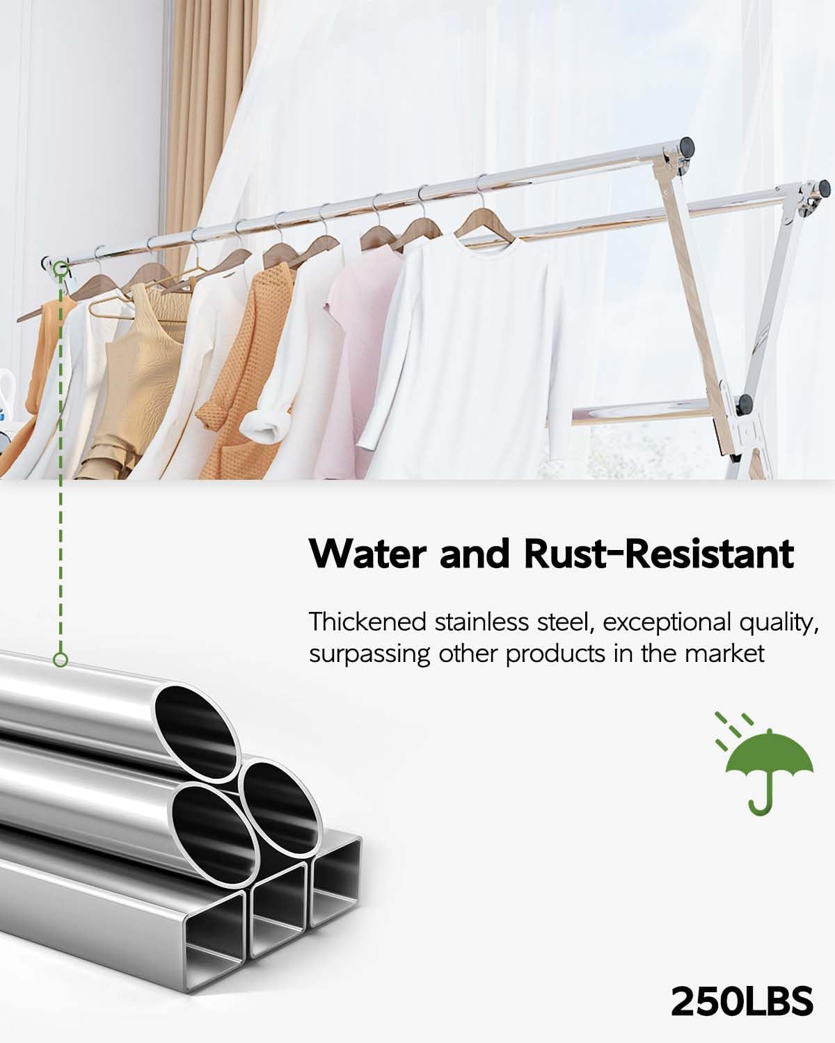 Vikaqi Clothes Drying Rack 79" Folding Indoor Outdoor, Drying Rack Clothing