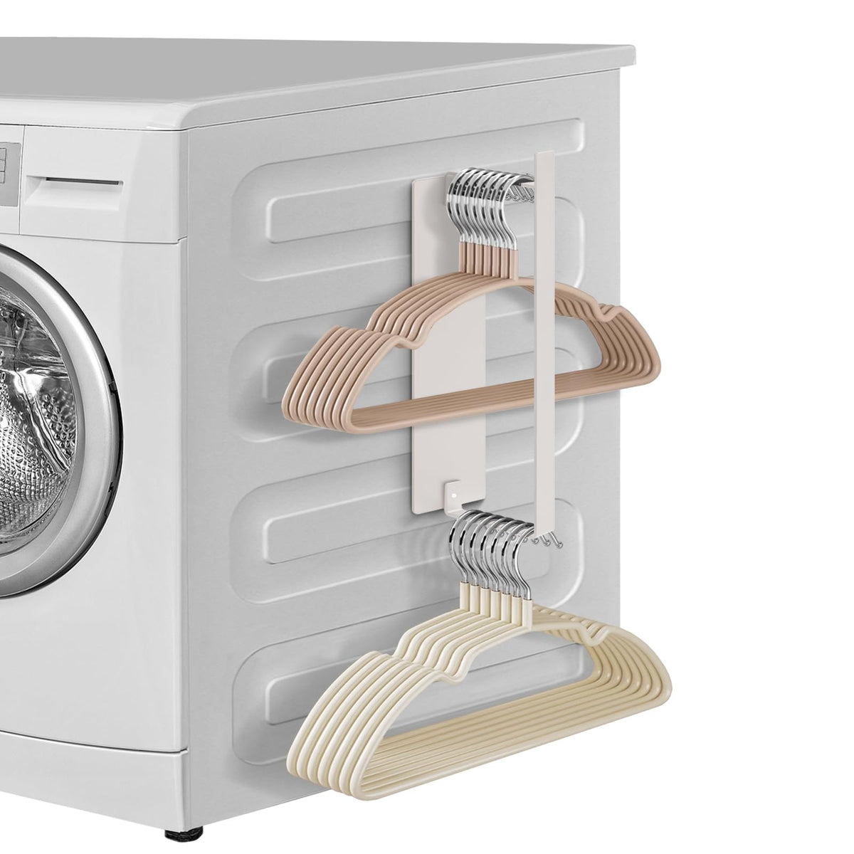 Magnetic Hanger Organizer, Strong Magnetic Hanger Holder for Laundry Room Washer, Capacity Upgrade Hangers Storage Stacker Holds up to 40 Metal Hangers White 1Pack