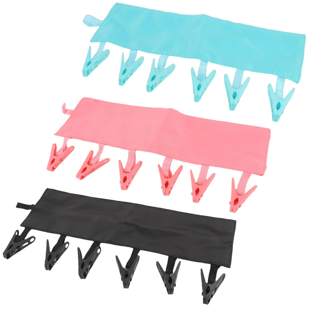 TamBee Portable Hanger Clips Travel Clothesline Travel Hangers Towel Drying Rack Clothing Hanger Folding Portable Sock Dock Swimsuit Drying Rack Hanger with 6 Clips Pack of 3 (Black)