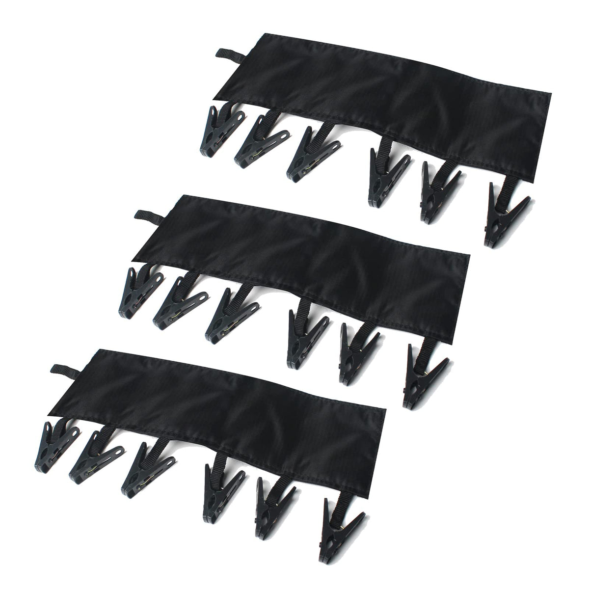 TamBee Portable Hanger Clips Travel Clothesline Travel Hangers Towel Drying Rack Clothing Hanger Folding Portable Sock Dock Swimsuit Drying Rack Hanger with 6 Clips Pack of 3 (Black)