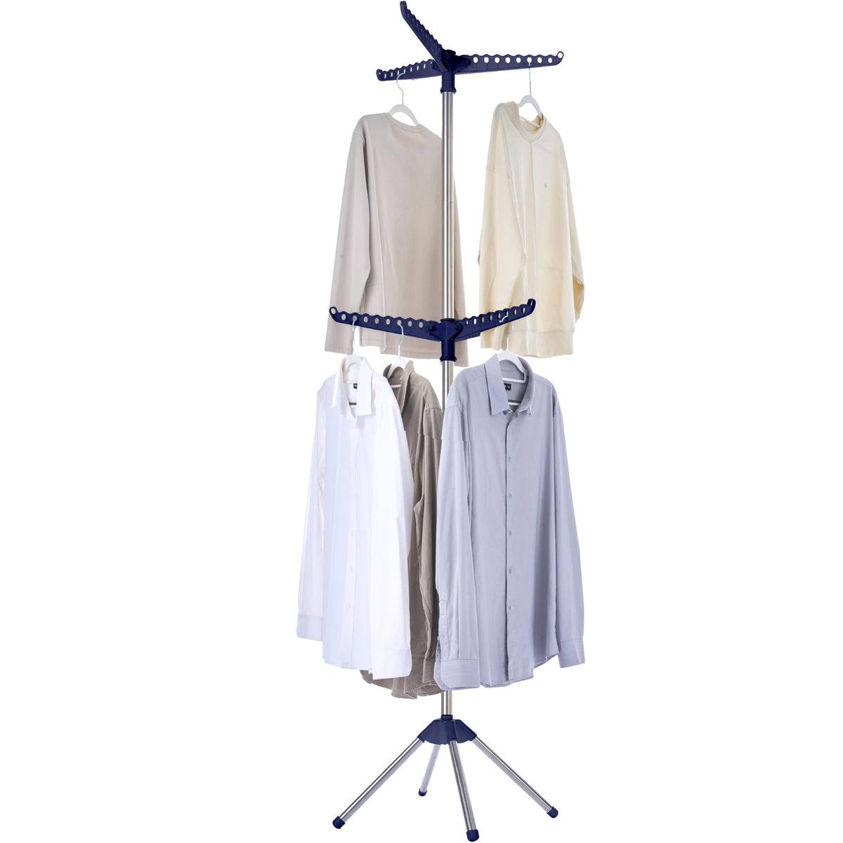 CASAMAYA Clothes Drying Rack Foldable, 74.8 inch 2 Tier Laundry Drying Rack with Rotating Clothes Rail for 54 Pieces of Clothes, Space Saving, Indoor, Stainless Steel, White and Silver CDR002W01