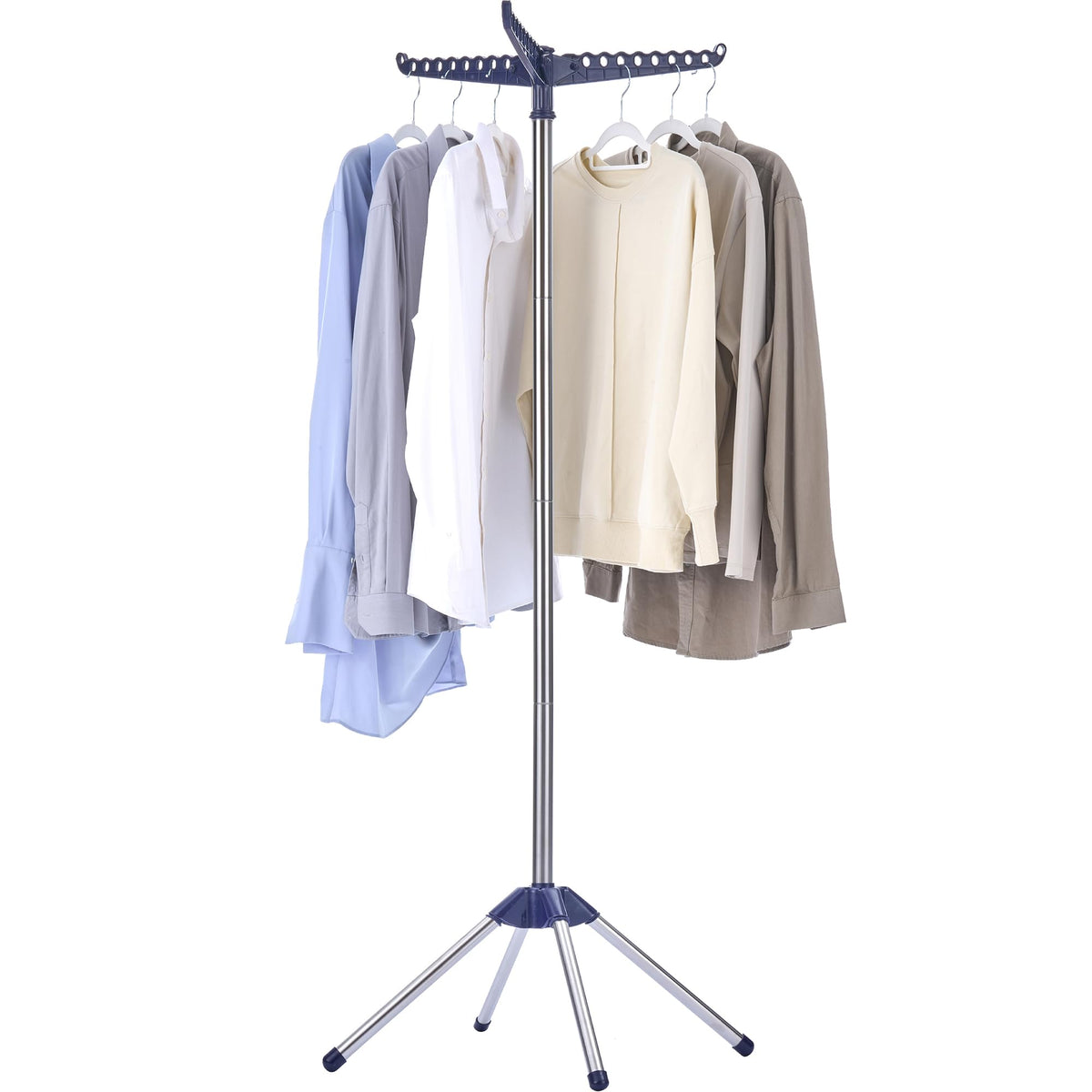 CASAMAYA Clothes Drying Rack Foldable, 74.8 inch 2 Tier Laundry Drying Rack with Rotating Clothes Rail for 54 Pieces of Clothes, Space Saving, Indoor, Stainless Steel, White and Silver CDR002W01
