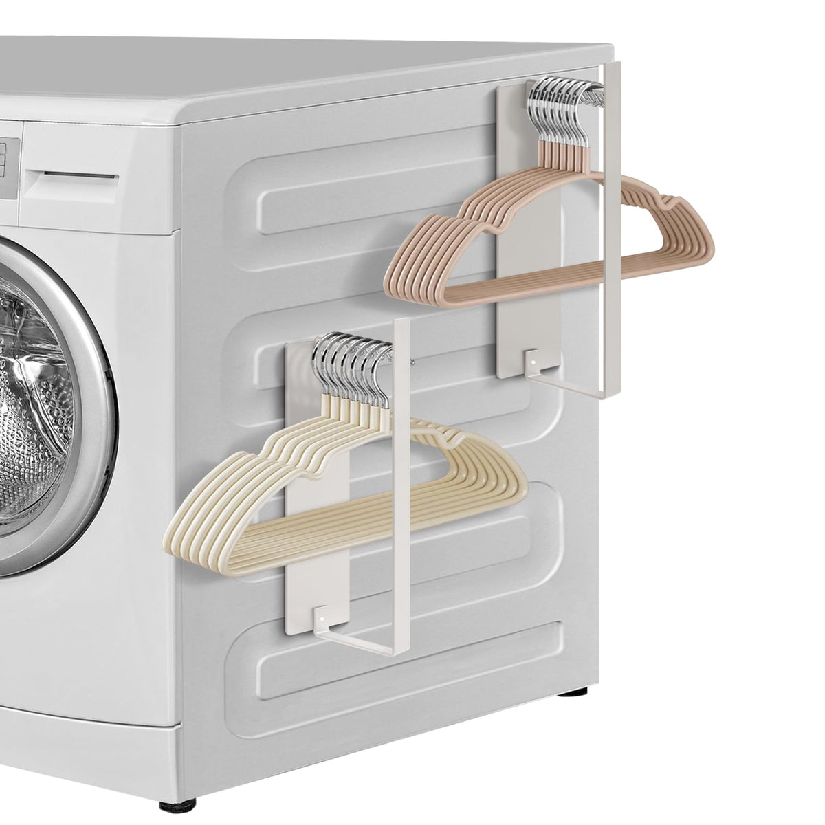 Magnetic Hanger Organizer, Strong Magnetic Hanger Holder for Laundry Room Washer, Capacity Upgrade Hangers Storage Stacker Holds up to 40 Metal Hangers White 1Pack
