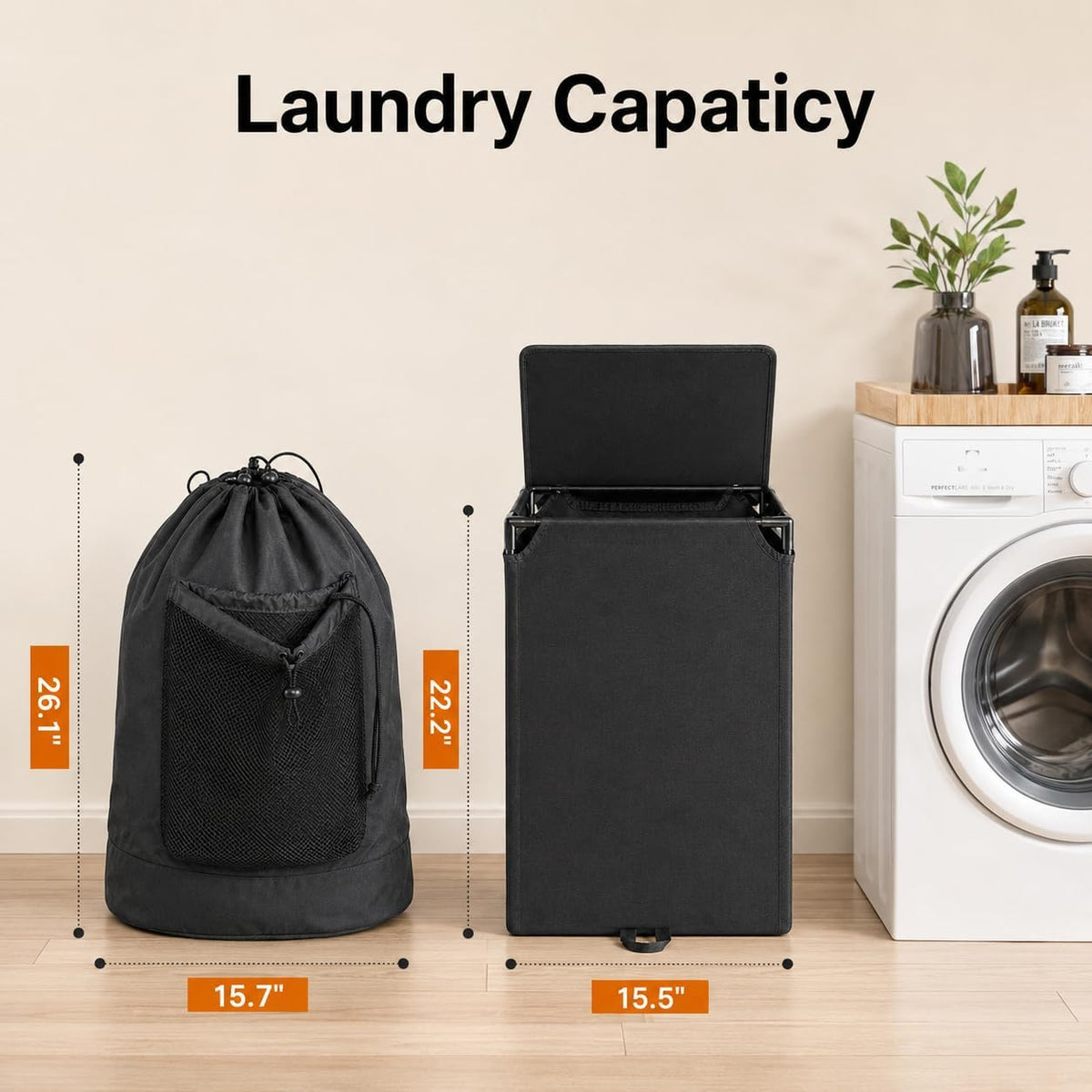 Foluck 60L 2-in-1 Laundry Hamper with Waterproof Laundry Backpack