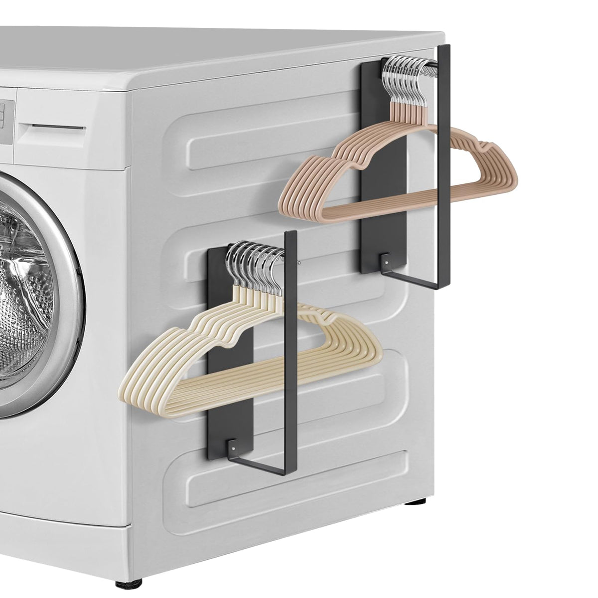 Magnetic Hanger Organizer, Strong Magnetic Hanger Holder for Laundry Room Washer, Capacity Upgrade Hangers Storage Stacker Holds up to 40 Metal Hangers White 1Pack