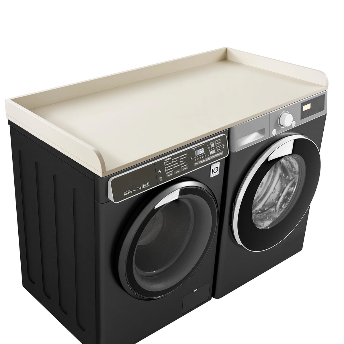 Kaboon Washer Dryer Countertop 58" x 28" Extra Large Version, Melamine Countertop with 3.5" Edge Rails, Laundry Room Organization, Dark Walnut