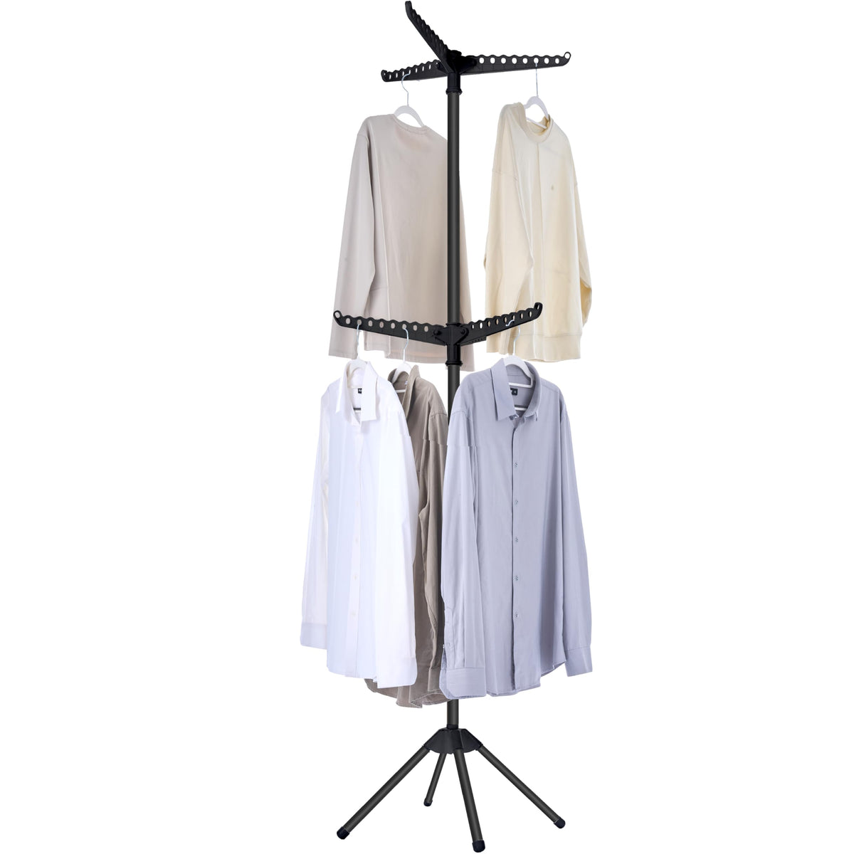 CASAMAYA Clothes Drying Rack Foldable, 74.8 inch 2 Tier Laundry Drying Rack with Rotating Clothes Rail for 54 Pieces of Clothes, Space Saving, Indoor, Stainless Steel, White and Silver CDR002W01