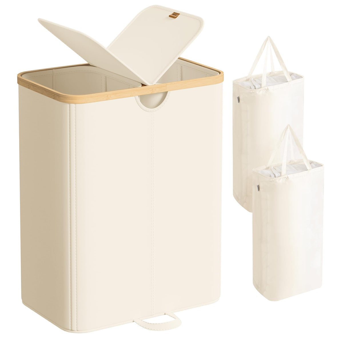 SONGMICS Laundry Hamper with 2 Lids, 150L Laundry Basket，2 Compartments